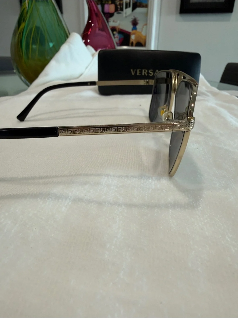 Versace Gold Metal Sunglasses with Gray Lenses
